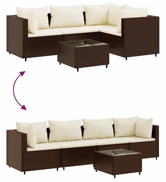 5 részes barna polyrattan kerti ülőgarnitúra párnákkal