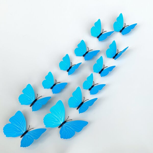 Falmatrica "Műanyag 3D lepkék - kék" 12db 6-12 cm