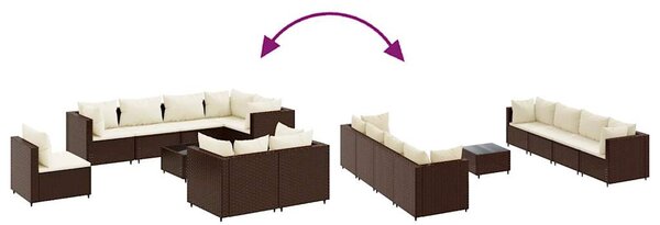 9 részes barna polyrattan kerti ülőgarnitúra párnákkal