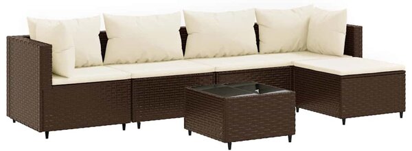 6 részes barna polyrattan kerti ülőgarnitúra párnákkal