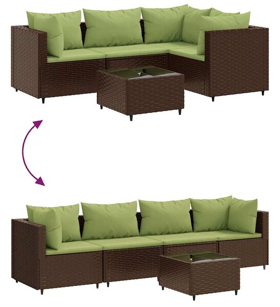 5 részes barna polyrattan kerti ülőgarnitúra párnákkal
