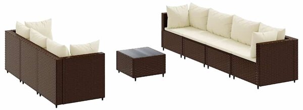 8 részes barna polyrattan kerti ülőgarnitúra párnákkal