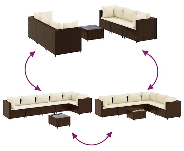 7 részes barna polyrattan kerti ülőgarnitúra párnákkal