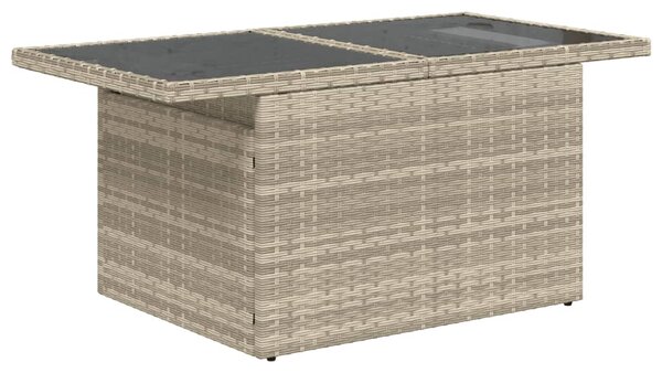 10 részes világosszürke polyrattan kerti ülőgarnitúra párnákkal
