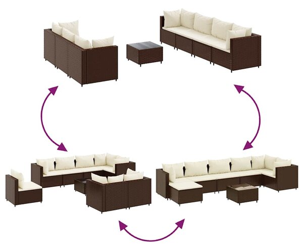 8 részes barna polyrattan kerti ülőgarnitúra párnákkal