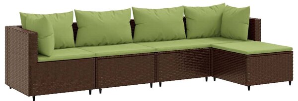 5 részes barna polyrattan kerti ülőgarnitúra párnákkal