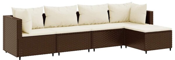 5 részes barna polyrattan kerti ülőgarnitúra párnákkal