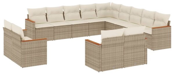 13 részes bézs polyrattan kerti ülőgarnitúra párnákkal