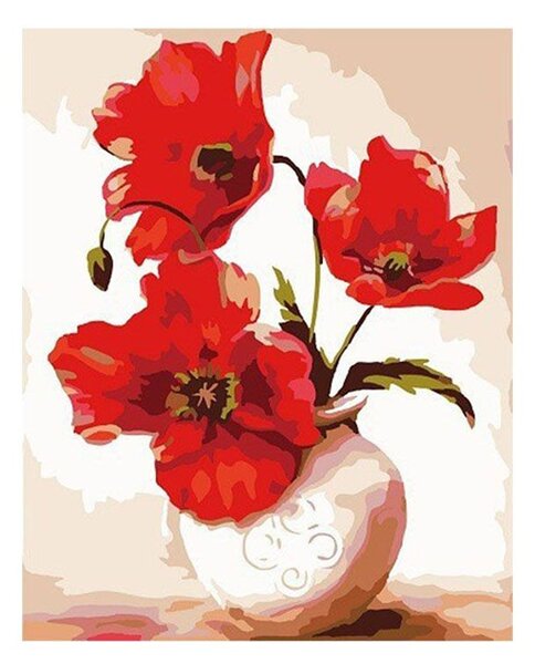 PIPPER | Festés számok szerint kép kerettel "Mákvirágok egy vázában" 40x50 cm