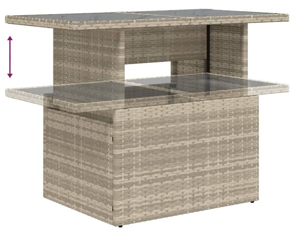 8 részes világosszürke polyrattan kerti ülőgarnitúra párnával