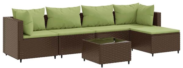 6 részes barna polyrattan kerti ülőgarnitúra párnákkal
