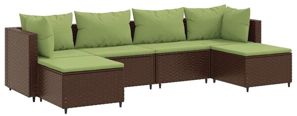 6 részes barna polyrattan kerti ülőgarnitúra párnákkal