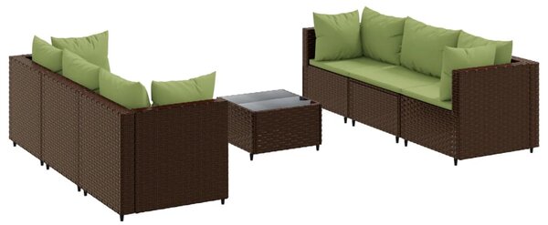 7 részes barna polyrattan kerti ülőgarnitúra párnákkal