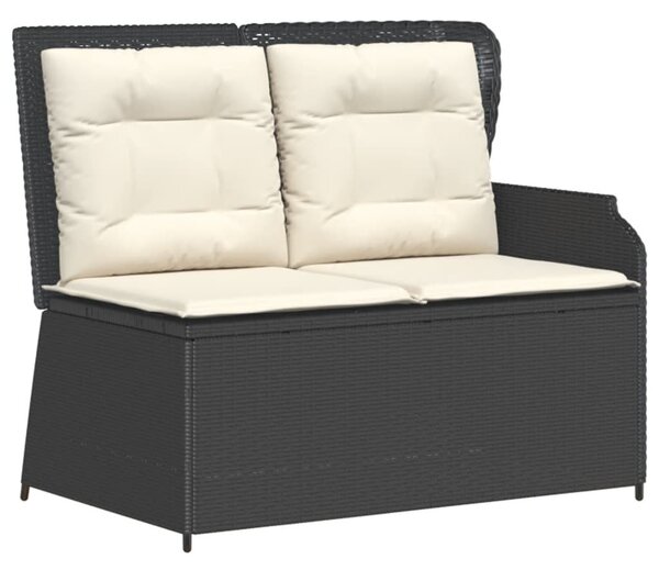 7 részes fekete polyrattan kerti ülőgarnitúra párnákkal