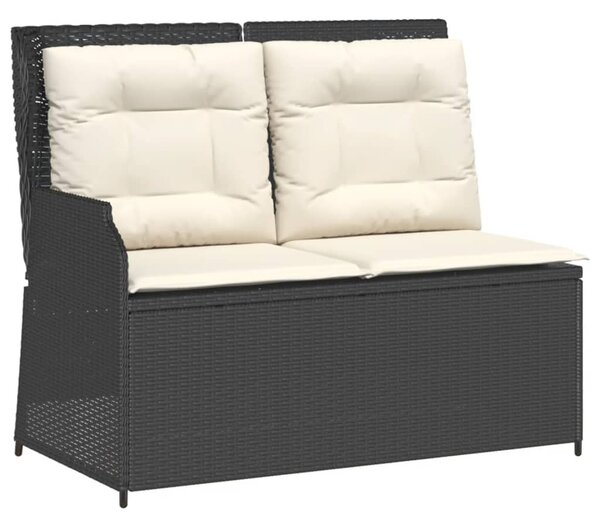 4 részes fekete polyrattan kerti ülőgarnitúra párnákkal