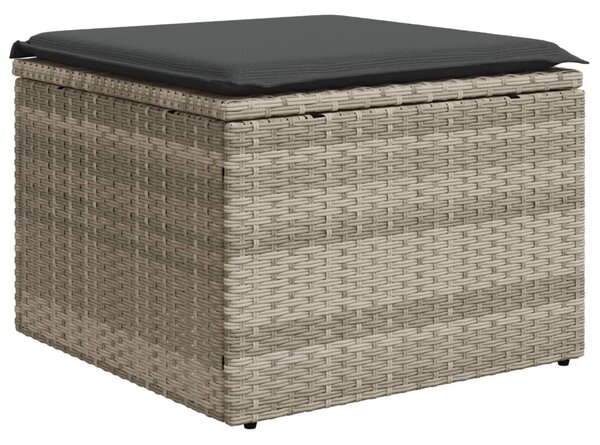 6 részes világosszürke polyrattan kerti ülőgarnitúra párnákkal