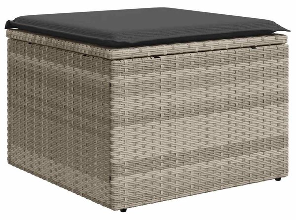 6 részes világosszürke polyrattan kerti ülőgarnitúra párnákkal