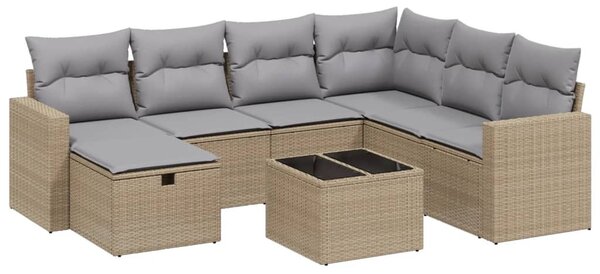 8 részes vegyes bézs polyrattan kerti ülőgarnitúra párnákkal