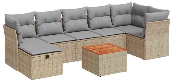 8 részes vegyes bézs polyrattan kerti ülőgarnitúra párnákkal
