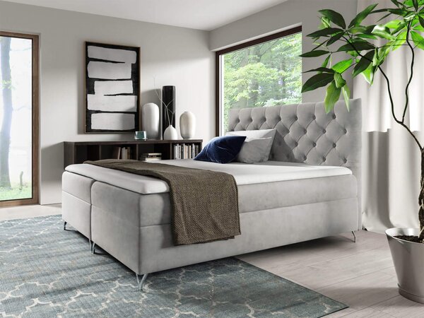 Wilsondo GULIETTE kárpitozott boxspring ágy matracokkal 120x200 - szürke