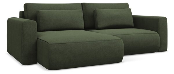 Khaki kinyitható-tárolóhelyes sarokkanapé (bal oldali-heverő résszel) Kapua – Makamii