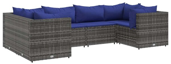 6 részes szürke polyrattan kerti ülőgarnitúra párnákkal