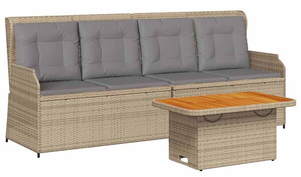 3 részes bézs polyrattan kerti ülőgarnitúra párnákkal
