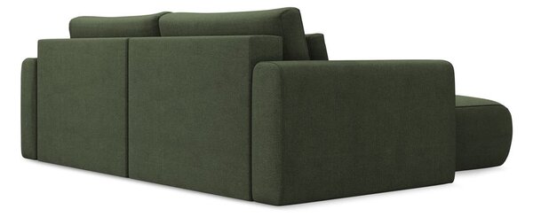 Khaki kinyitható-tárolóhelyes sarokkanapé (bal oldali-heverő résszel) Kapua – Makamii