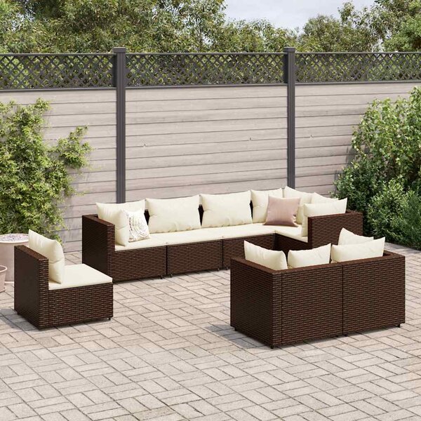 8 részes barna polyrattan kerti ülőgarnitúra párnákkal