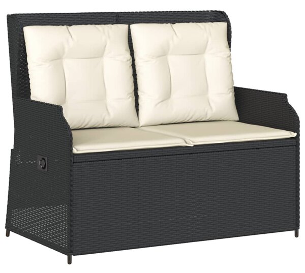 3 részes fekete polyrattan kerti ülőgarnitúra párnákkal