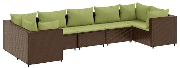 7 részes barna polyrattan kerti ülőgarnitúra párnákkal