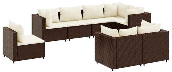 8 részes barna polyrattan kerti ülőgarnitúra párnákkal