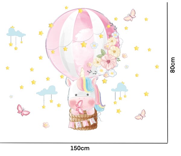 Falmatrica "Hőlégballon egyszarvúval" 150x80cm