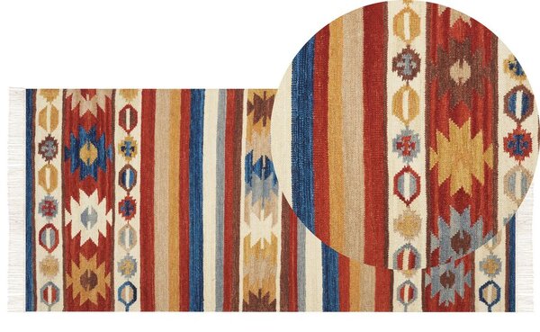 Színes kilim gyapjúszőnyeg 80 x 150 cm JRARAT