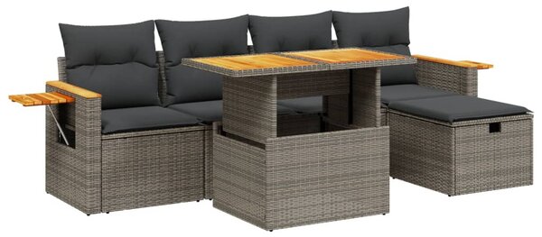 6 részes szürke polyrattan kerti ülőgarnitúra párnákkal