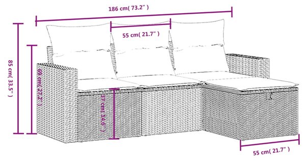 4 részes bézs polyrattan kerti ülőgarnitúra párnákkal