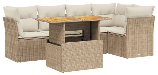 5 részes bézs polyrattan kerti ülőgarnitúra párnákkal