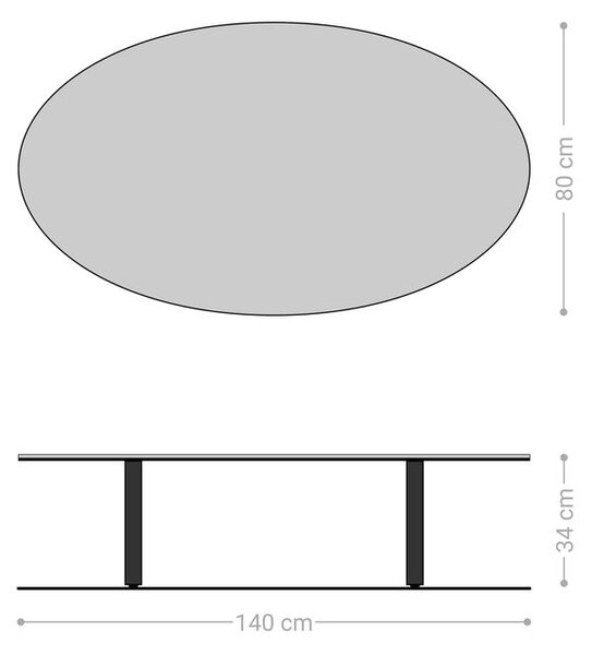 DELIFE Dohányzóasztal Edge ovális 140x80 cm kerámia emperador extra lucidato sötétbarna Lumia akril