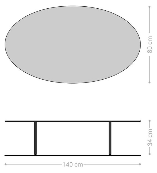 DELIFE Dohányzóasztal Edge ovális 140x80 cm kerámia emperador extra lucidato sötétbarna Salto fém fekete