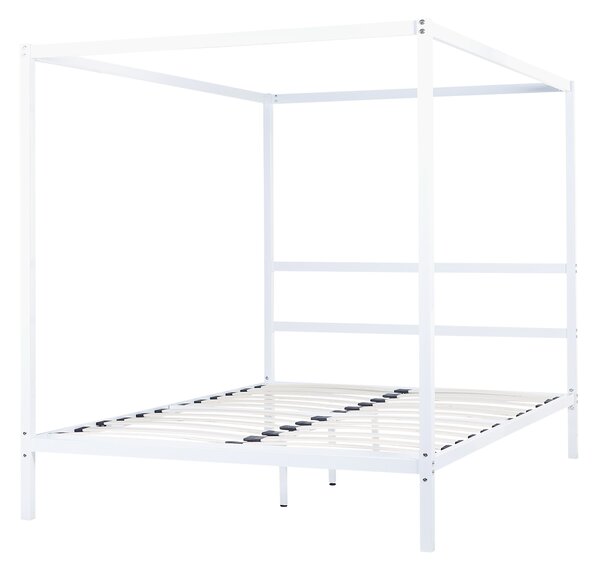 Baldachinos ágy Fém LESTARDS 160 x 200 cm Fehér