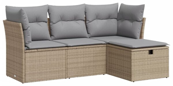 4 részes bézs polyrattan kerti ülőgarnitúra párnákkal