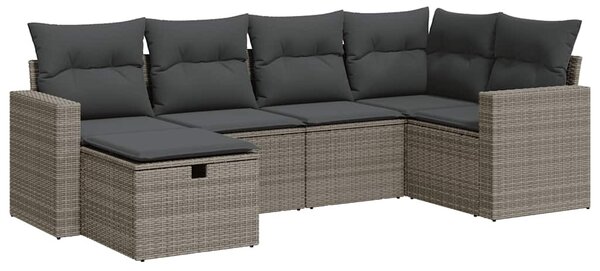 6 részes szürke polyrattan kerti ülőgarnitúra párnákkal