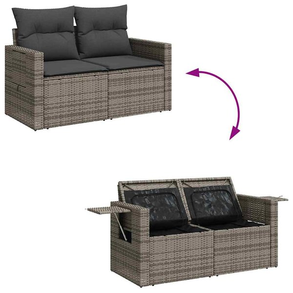 5 részes szürke polyrattan kerti ülőgarnitúra párnákkal