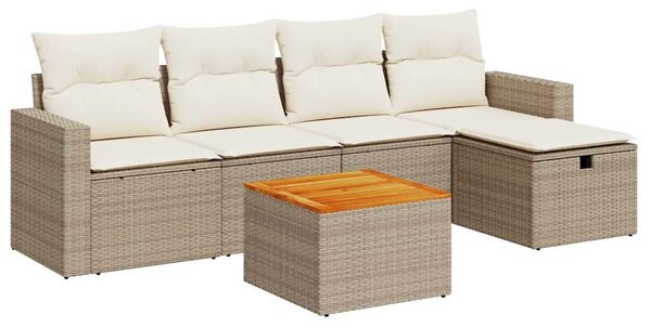 6 részes bézs polyrattan kerti ülőgarnitúra párnával