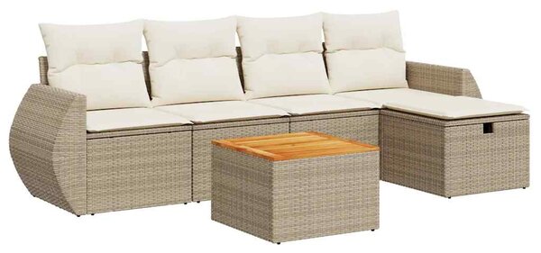 6 részes bézs polyrattan kerti ülőgarnitúra párnával