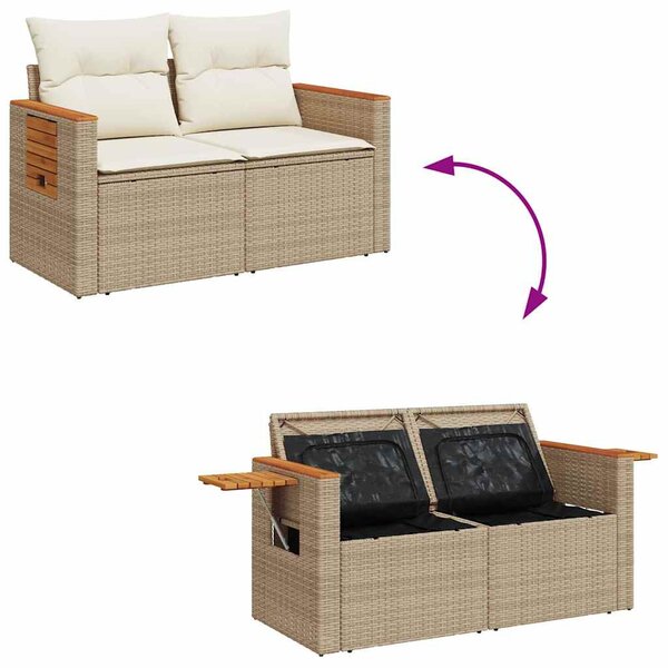 5 részes bézs polyrattan kerti ülőgarnitúra párnákkal