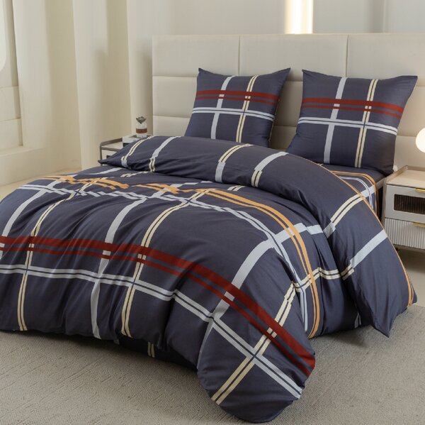 Mikroszálas ágynemű TARTAN sötétkék Ágyneműhuzat mérete: 2 db 70 x 80 cm | 160 x 200 cm