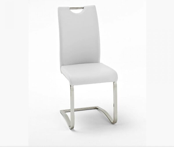 Koeln szánkótalpas szék műbőr ülőfelülettel - krómozott vázzal fehér színben