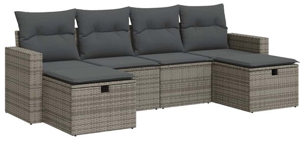 6 részes szürke polyrattan kerti ülőgarnitúra párnákkal
