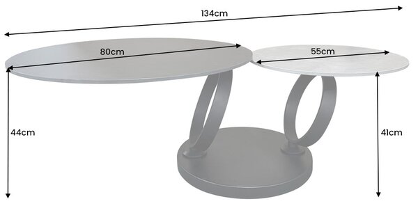 DANCING RINGS dohányzóasztal 80-134 cm forgó kerámia fekete és szürke